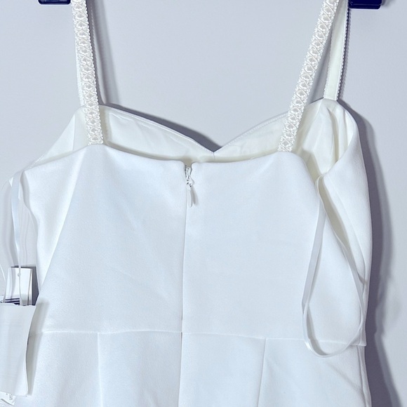 AQUA Feather Trim Dress SWEETHEART NECK Feather, New White gardenia size 0 - Picture 11 of 12